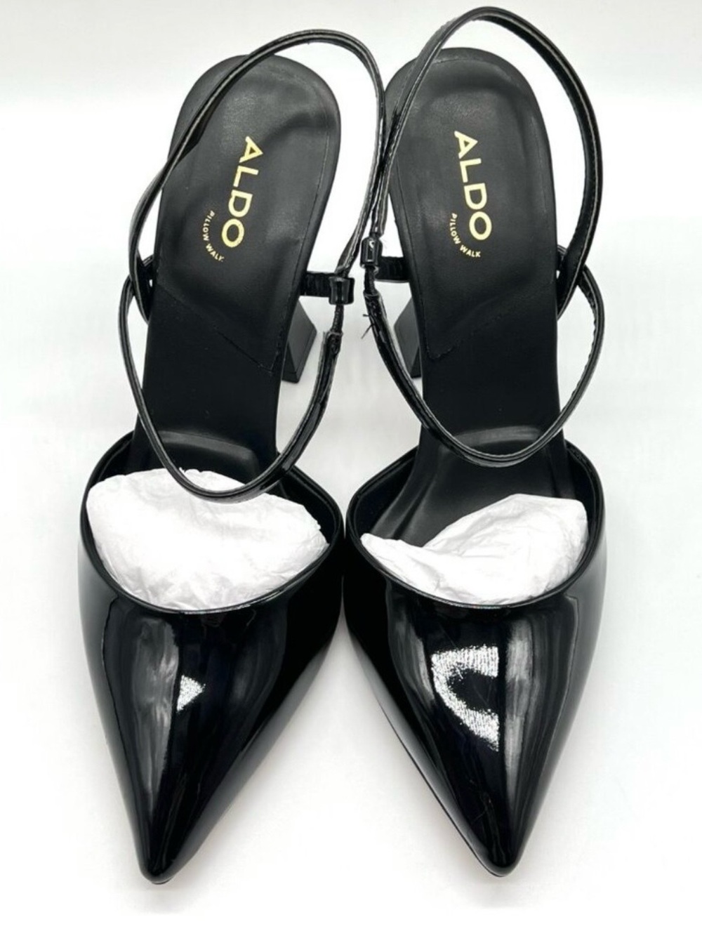 Aldo Black Patent Square Block Heel Slingbacks - Picture 4 of 5